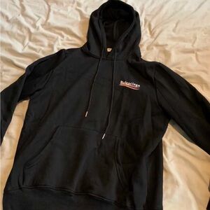 Balenciaga Black Pullover Hoodie with Small Logo